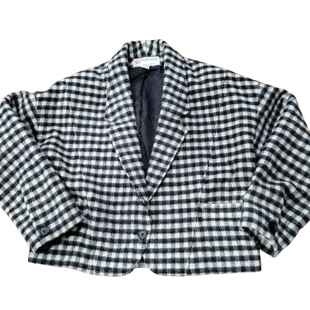 Vintage Peabody House Mohair Alpaca Wool Blend Cropped One Button Blazer